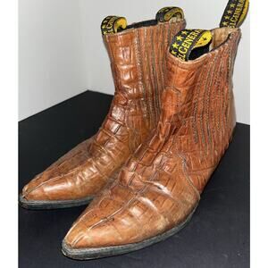 El General Mens 10M Brown Alligator Print Leather‎ Ankle Cowboy 7" Shaft Boots
